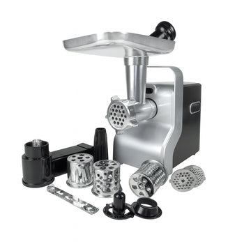 Masina de tocat carne multifunctionala Zilan ZLN0126 – 2100W, 3 viteze, accesorii feliere si carnati, cutit inox, negru/gri