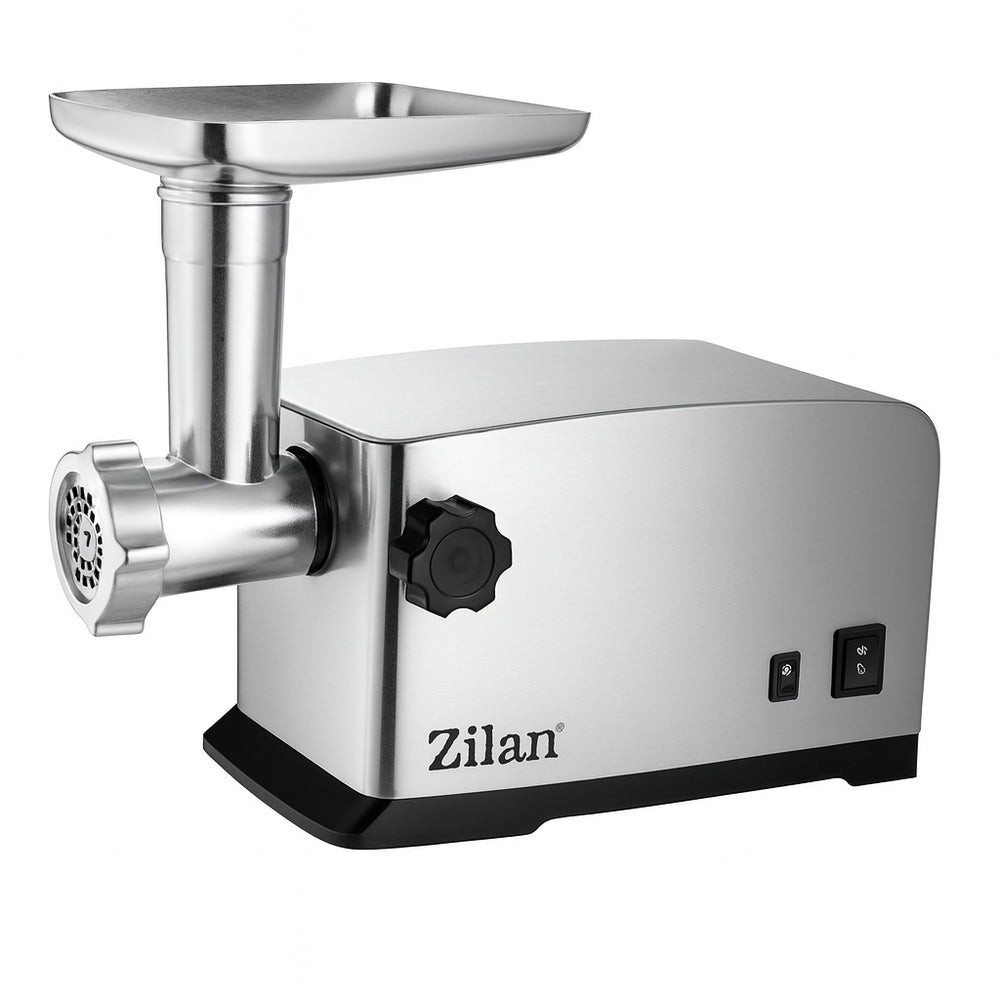 Masina de tocat carne Zilan ZLN2409 – 1800W, tava aluminiu, functie revers, accesorii carnati si kebbe, gri