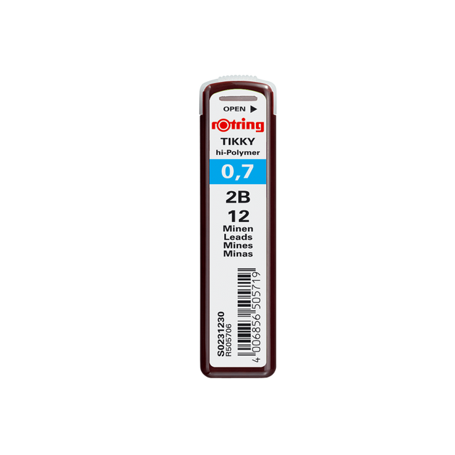 Mine creion mecanic Rotring Tikky, 0.7mm, 2B, set 12 buc
