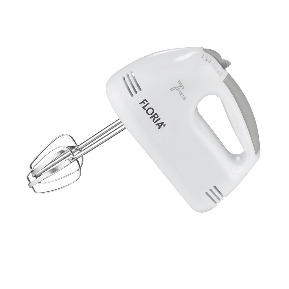 Mixer de mana 100W, Floria ZLN7565, 7 viteze, buton eliberare accesorii, alb