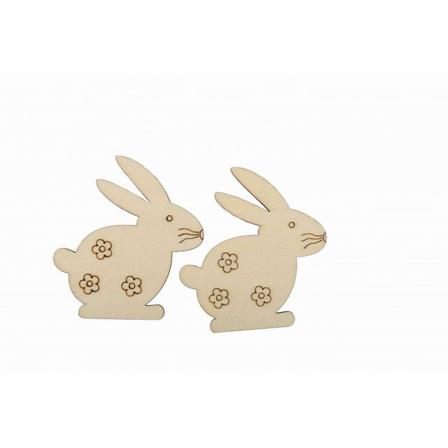 Accesorii creatie - lemn pirogravura cu sfoara - iepuri, 8cm, set 5 buc, Colorarte