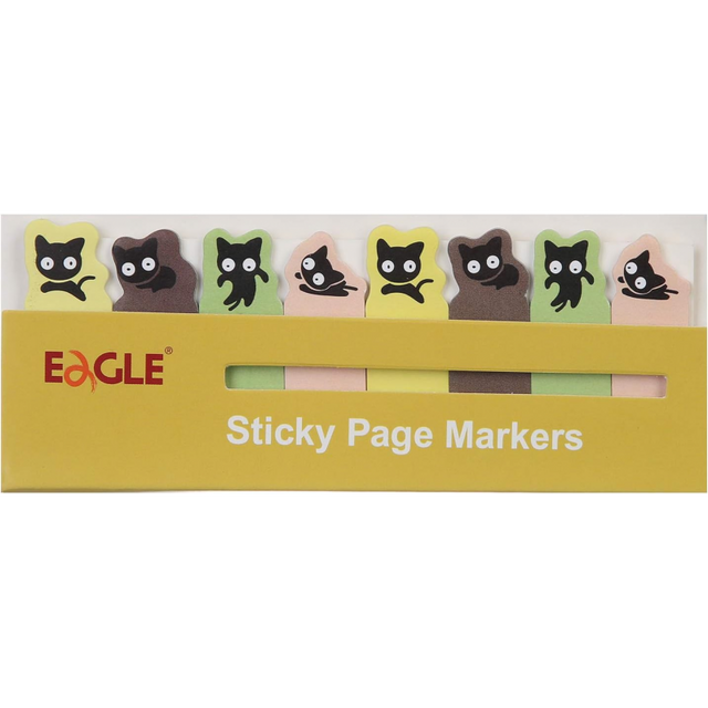 Notes adeziv index Eagle TYSN7387, 120 coli, 15x50mm, hartie, forma pisica, set 8 modele