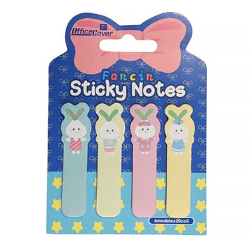 Notes adeziv index Office Cover 3049, 15x58mm, hartie, 4 modele iepurasi, 80 coli/set