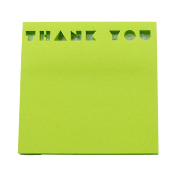 Notes adeziv stantat Office Cover H1-THANK YOU, 50 coli, 75x75mm, verde neon, blister