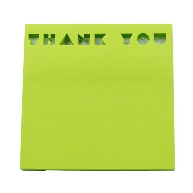 Notes adeziv stantat Office Cover H1-THANK YOU, 50 coli, 75x75mm, verde neon, blister