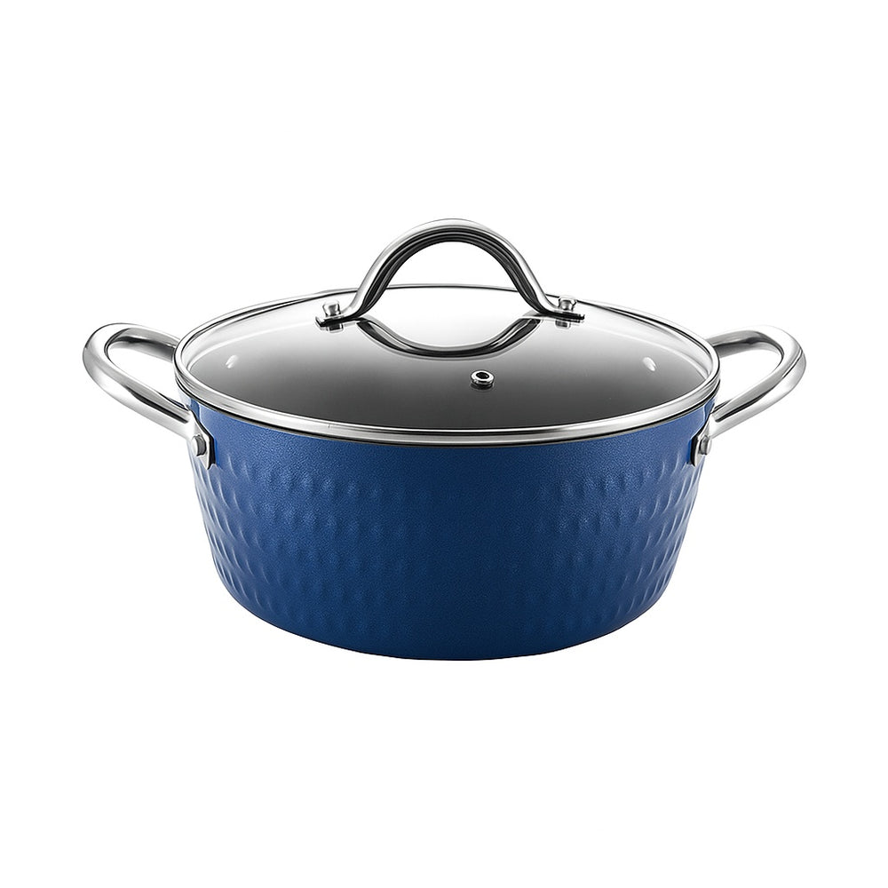 Oala cu capac 20 cm, 2.1L, Zilan ZLN9600, 6 straturi Diamond, ceramica + inox, baza inductie, manere nituite, capac sticla securizata