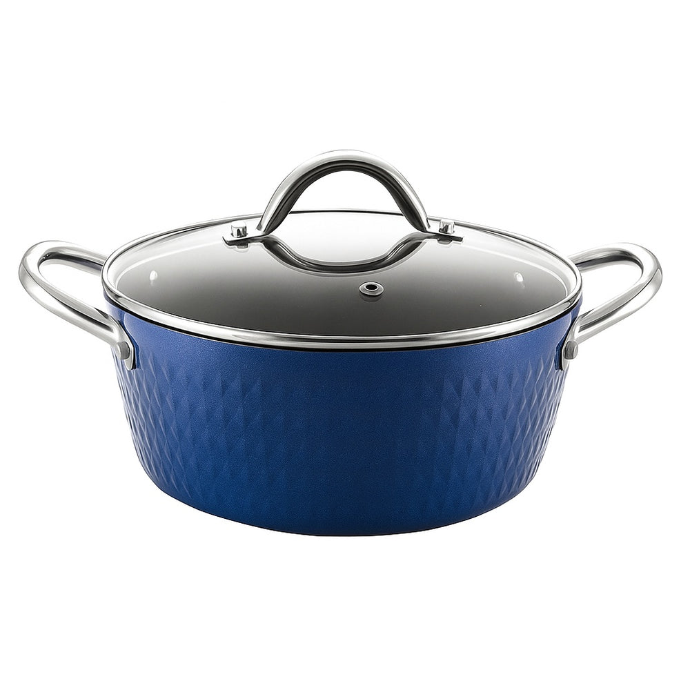 Oala cu capac 24 cm, 4L, Zilan ZLN9617, 6 straturi Diamond, ceramica + inox, baza inductie, manere nituite, capac sticla securizata