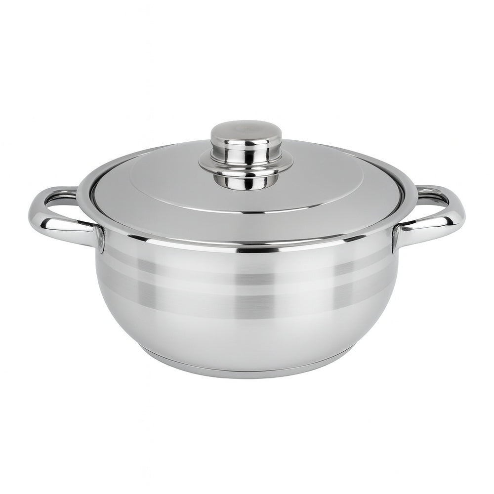 Oala inox cu capac COCINERA ZLN7246, 22 cm, 4L, fund 3 straturi sandwich, compatibilă inductie