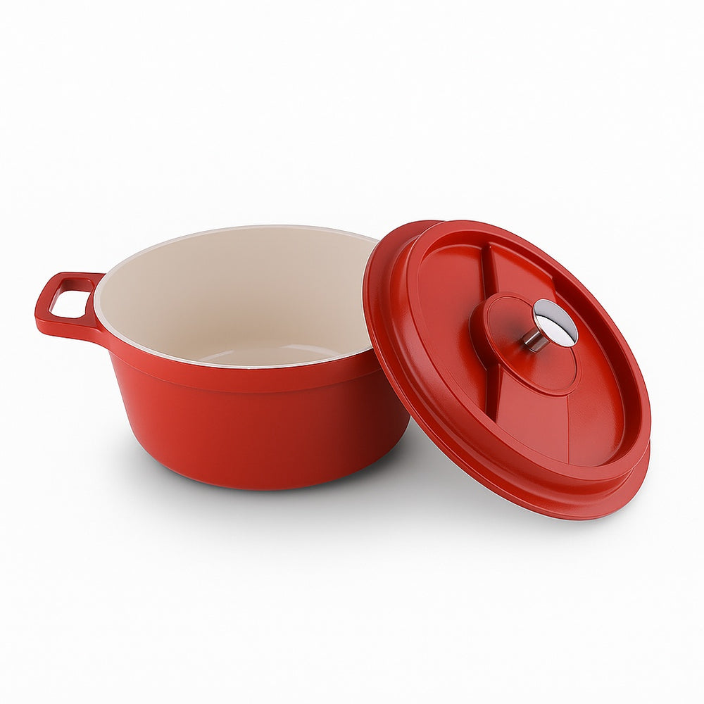 Oala Retro 24 cm, 4L, Zilan ZLN0897, 5 straturi, interior ceramic PFAS Free, capac sticla, compatibila inductie si cuptor