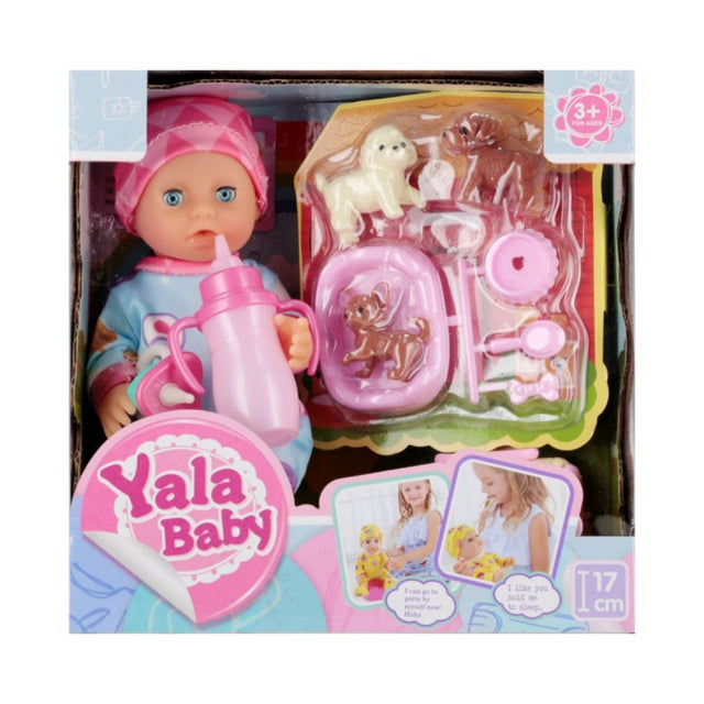Papusa bebelus Yala Baby 17cm + accesorii MegaCreative 543711, 18X18X9cm, +3 ani