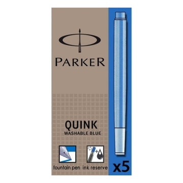 Patroane cerneala lungi (rezerve) Parker Quink 1950383, cerneala albastra, set 5 buc
