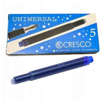 Patroane cerneala lungi (rezerve) Cresco 080062, cerneala albastra, set 5 buc, Universal, 2 capete diferite