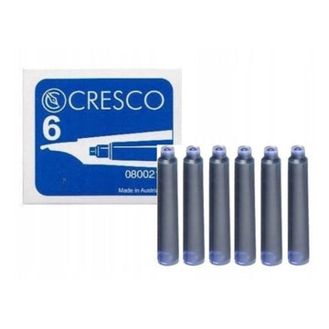 Patroane cerneala scurte (rezerve) Cresco 80021, cerneala albastra, set 6 buc
