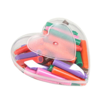 Patroane cerneala scurte (rezerve) Cresco 800471, cerneala diverse culori, cutie plastic inima cu 50 buc