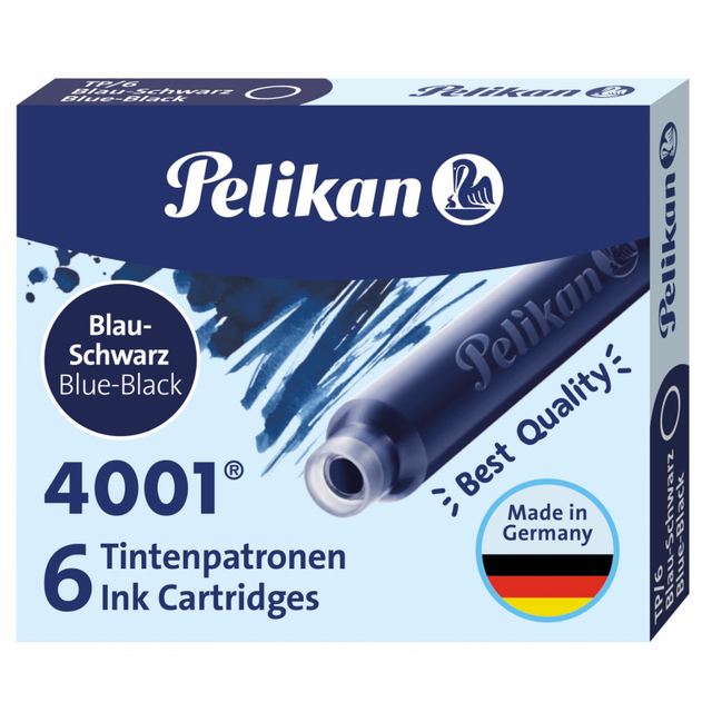Patroane cerneala scurte (rezerve) Pelikan 4001 301184, cerneala albastru inchis, set 6 buc