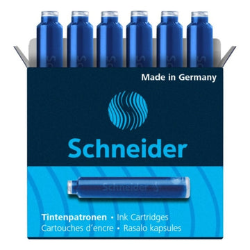 Patroane cerneala scurte (rezerve) Schneider 6603 2844, cerneala albastra, set 6 buc