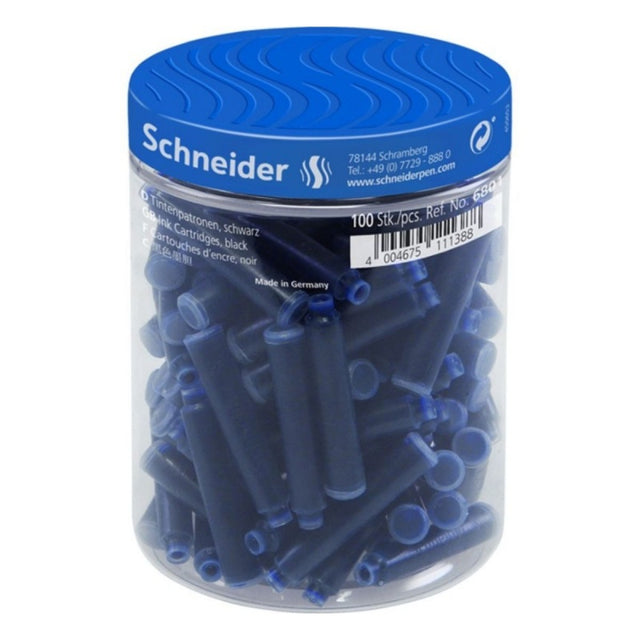 Patroane cerneala scurte (rezerve) Schneider 6803 2847, cerneala albastra, borcan 100 buc