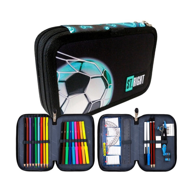 Penar echipat St.Majewski St.Right Neon Football, 2 fermoare, negru cu bleu, 27 piese