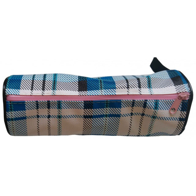 Penar neechipat CNX in dungi, 1 fermoar, albastru cu alb, cilindric, textil, 203-A