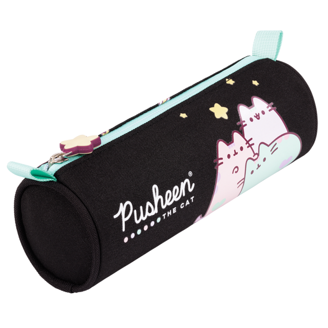 Penar neechipat St.Majewski Pusheen, 1 fermoar, negru cu verde pastel, cilindric, 663222