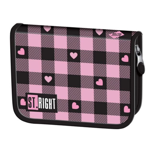 Penar neechipat St.Majewski St.Right Pink Checkered, 1 fermoar, 2 extensii, negru cu roz