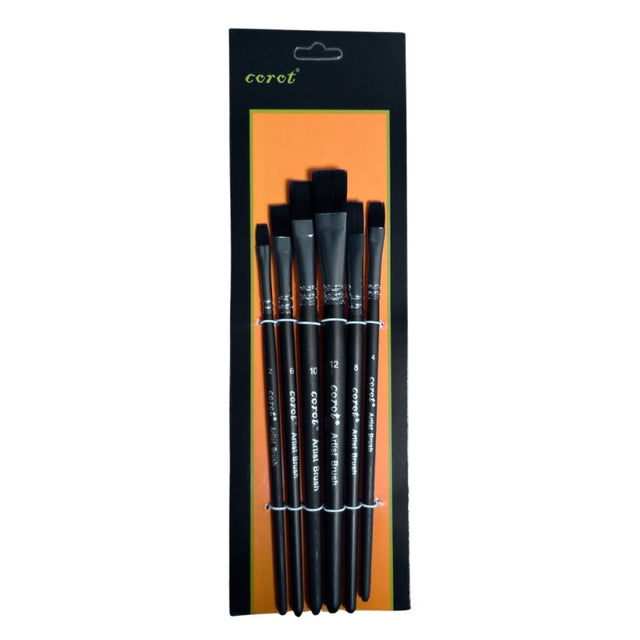 Pensula Cnx Corot, varf nylon lat, nr. 2,4,6,8,10,12, set 6 buc