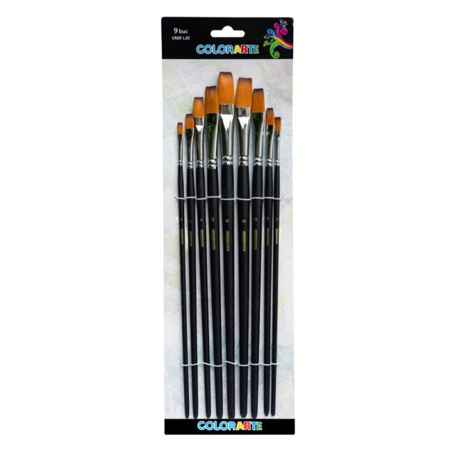Pensula Colorarte DB19001, varf lat, set 9 bucati