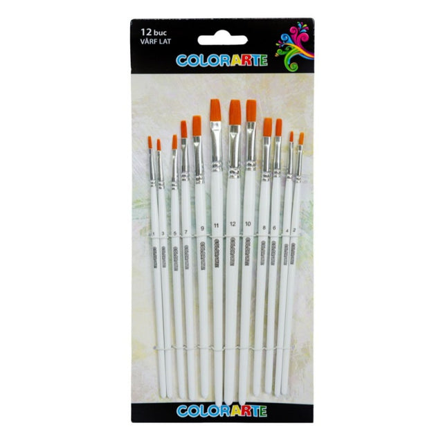 Pensula Colorarte DB21201, varf lat, set 12 bucati