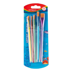 Pensula Keyroad KR971857, varf nylon rotund / lat, set 5 buc