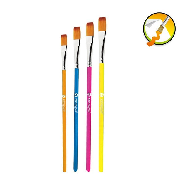 Pensula Keyroad Artist Brushes KR972033, varf lat, nr. 2,4,8,10, blister 4 buc