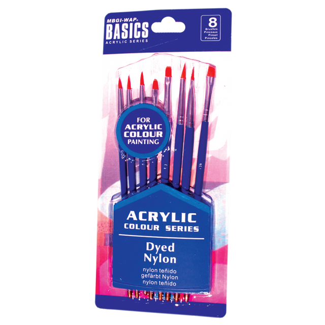 Pensula Magi-Wap BREA0813B, varf nylon rotund, lat, lat oblic, pictura cu culori acrilice, set 8 buc