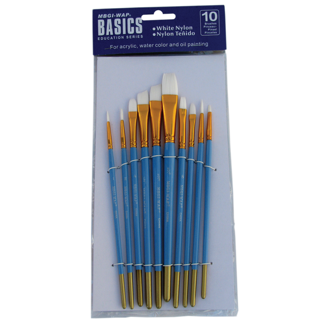 Pensula Magi-Wap BREA1013K, varf nylon rotund, lat, lat oblic, pictura cu ulei/culori acrilice/acuarele, set 10 buc