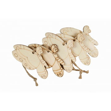 Accesorii creatie - lemn pirogravura cu sfoara - fluture, 7x7cm, set 5 buc, Colorarte