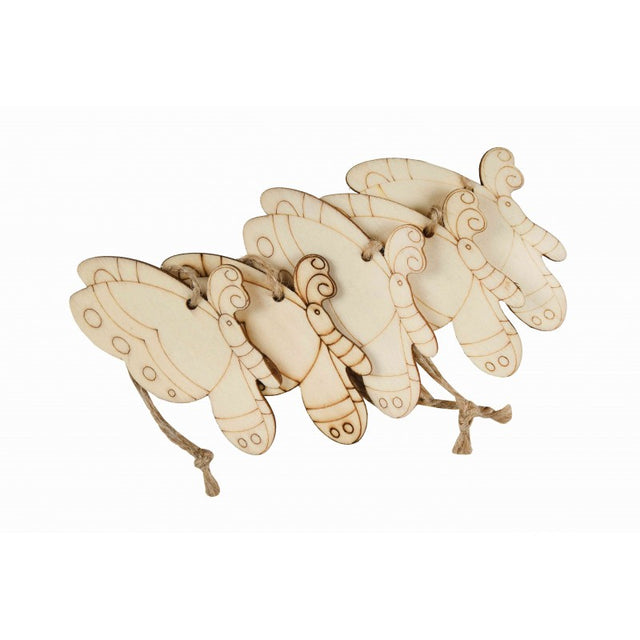 Accesorii creatie - lemn pirogravura cu sfoara - fluture, 7x7cm, set 5 buc, Colorarte