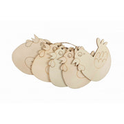 Accesorii creatie - lemn pirogravura cu sfoara - gaina, 7x7cm, set 5 buc, Colorarte