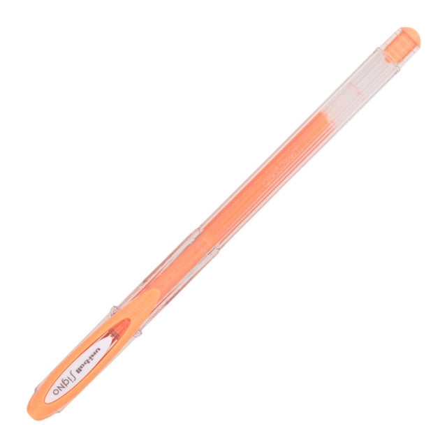 Pix cu gel Uni-ball Angelic UM-120AC, 0.7mm, cu capac, corp transparent, scris orange