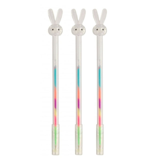 Pix cu gel CNX GP254-48, 0.8mm, cu capac, corp transparent, scris neon multicolor, model iepure