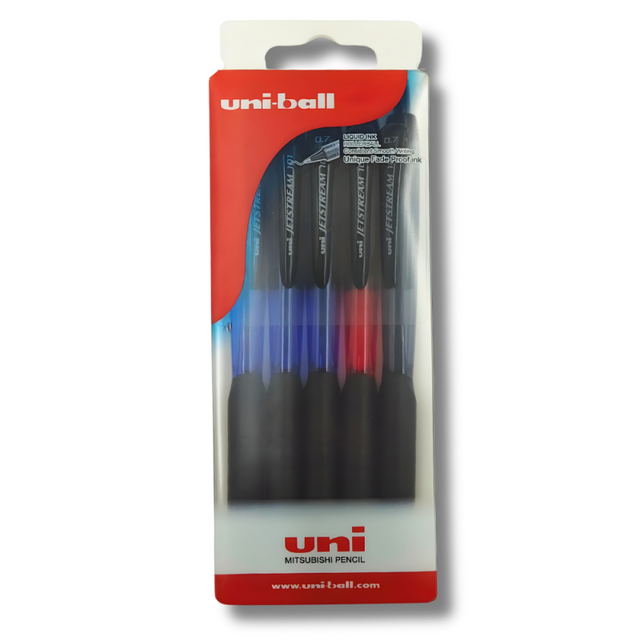 Pix Jetstream Uni-ball SXN-101, 0.7mm, set 5 buc, cu mecanism, corp in culoarea scrisului, grip cauciucat
