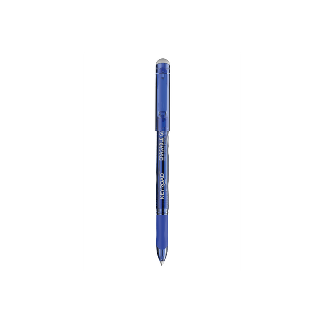 Pix cu gel Keyroad Erasable KR972580, 0.7mm, cu capac, cu guma de sters, corp albastru, grip cauciucat, scris albastru