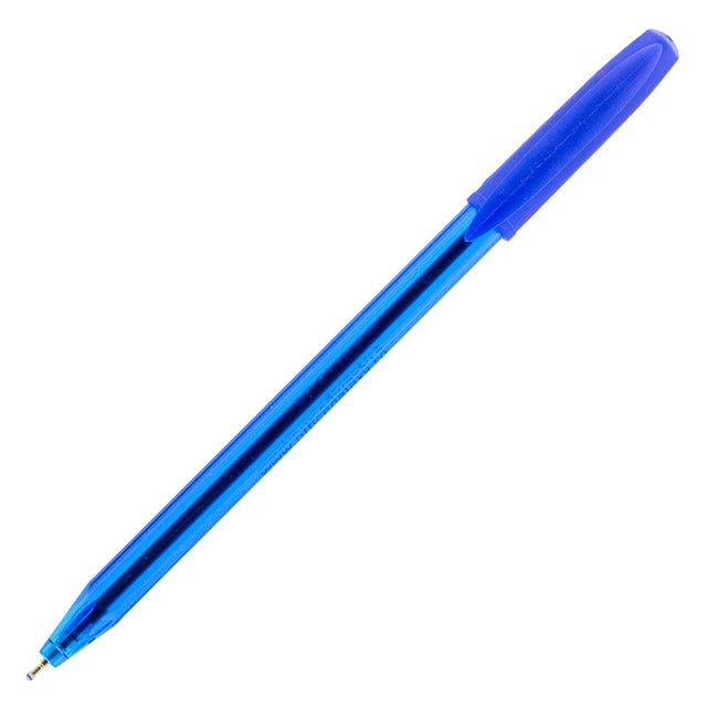Pix cu bila Office Galaxy 4016T, 0.7mm, cu mecanism, corp albastru semitransparent, scris albastru