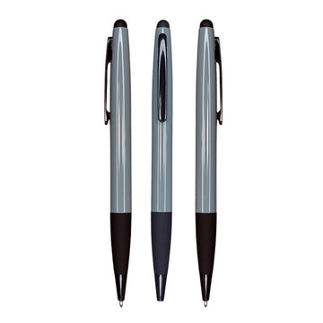 Pix retractabil cu touch CNX E-2, 1.0mm, metalic, pentru inscriptionat, corp gri inchis, clips negru