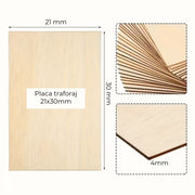 Placaj traforaj CNX, 21x30cm, grosime 4mm, lemn