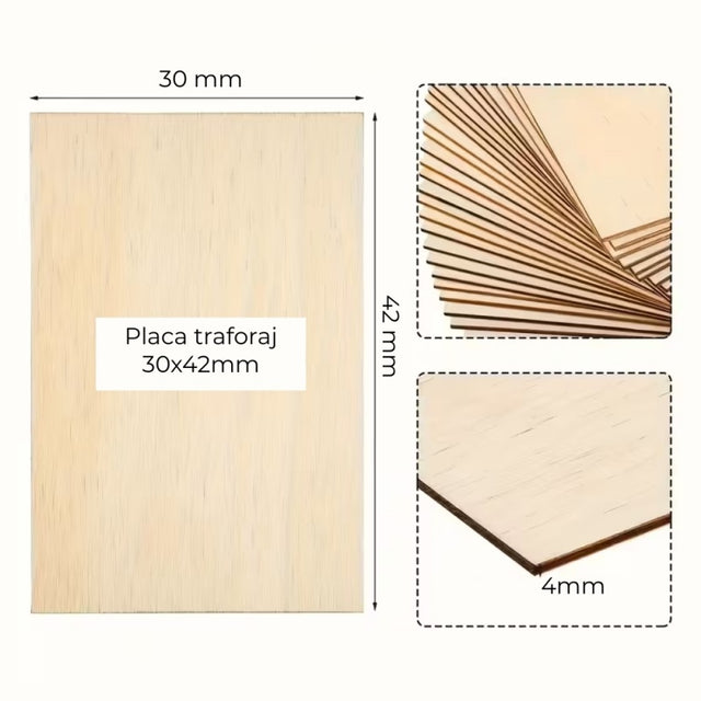 Placaj traforaj CNX, 30x42cm, grosime 4mm, lemn