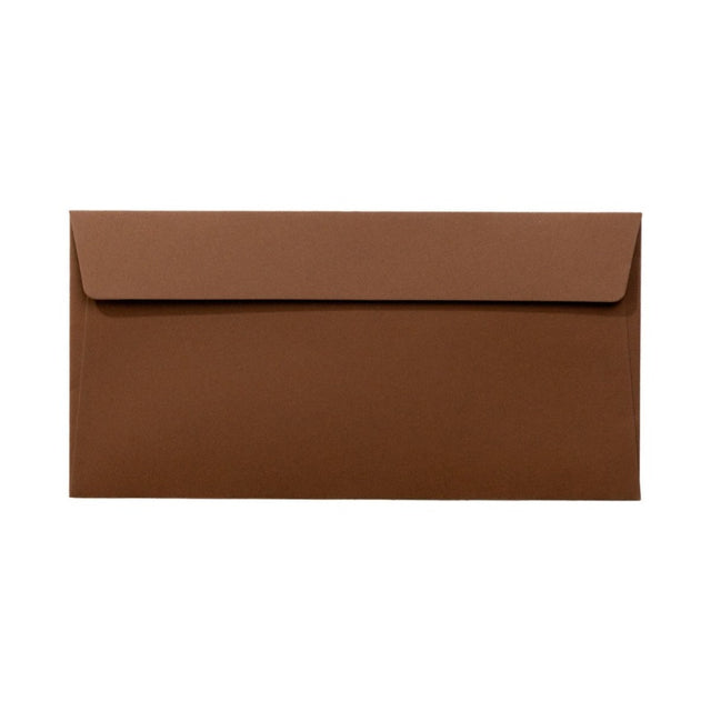 Plic color DL PC12CH, maro-ciocolata, 120g/mp, 110x220mm, autoadeziv, set 25 buc