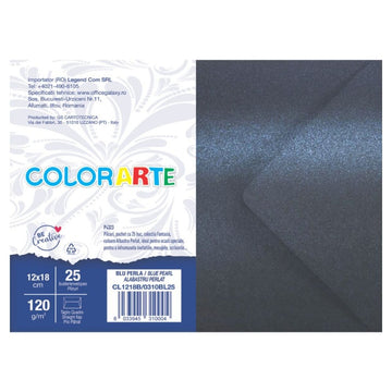 Plic color pentru invitatie Colorarte Perla, albastru perlat, 120g/mp, 120x180mm, set 25 buc