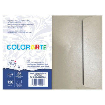 Plic color pentru invitatie Colorarte Perla, nisipiu perlat, 120g/mp, 120x180mm, set 25 buc