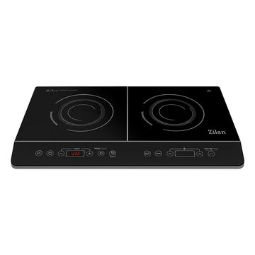 Plita cu inductie Zilan ZLN8088, 3500W, doua ochiuri, 10 functii de gatire, geam din cristal negru, timer 3 ore, oprire automata