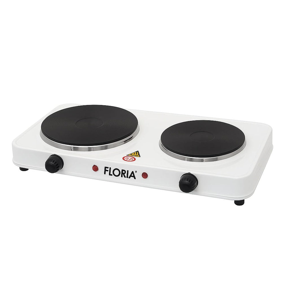 Plita electrica dubla 2500W, Floria ZLN2843, 2 ochiuri fonta, termostat reglabil, protectie supraincalzire, alba
