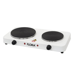 Plita electrica dubla 2500W, Floria ZLN2843, 2 ochiuri fonta, termostat reglabil, protectie supraincalzire, alba