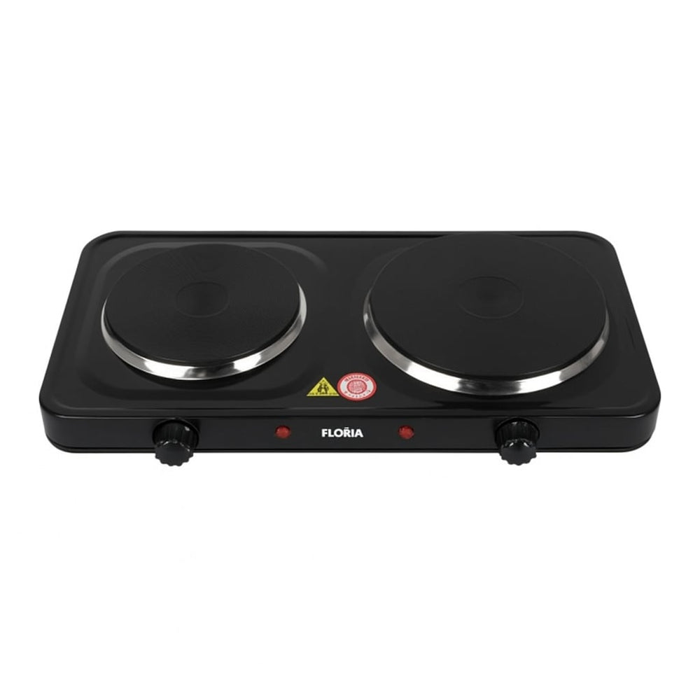 Plita electrica dubla 2500W, Floria ZLN2844, 2 ochiuri fonta, termostat reglabil, protectie supraincalzire, negru
